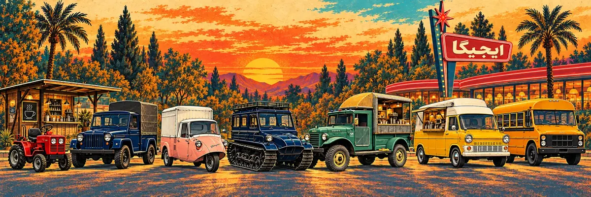 IJIGA sunset fleet illustration with the IJIGA marquee sign